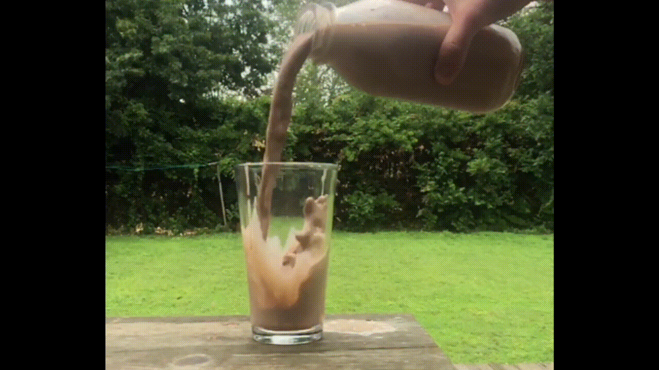 too excited chocolate milk pour